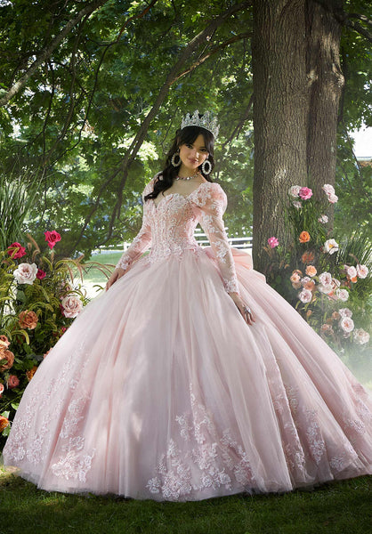 Floral Embroidered Corset Bodice Quinceañera Dress