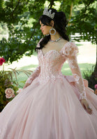 Floral Embroidered Corset Bodice Quinceañera Dress