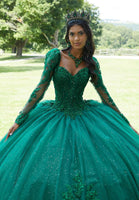 Floral Embroidered Corset Bodice Quinceañera Dress