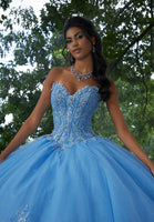 Floral Embroidered Corset Bodice Quinceañera Dress