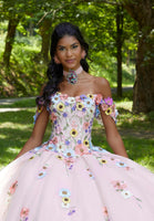 Multicolor Floral Embroidered Quinceañera Dress
