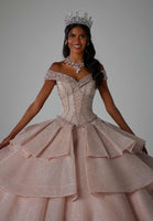 Textured Glitter Net Quinceañera Dress