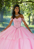 Rhinestone and Crystal Beaded Corset Bodice Quinceañera Dress