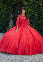 Crystal Beaded Lace on Sparkle Tulle Quinceañera Dress