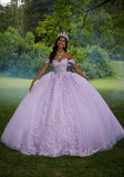Crystal Beaded Lace Sheer Bodice Quinceañera Dress