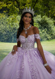 Crystal Beaded Lace Sheer Bodice Quinceañera Dress