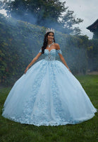 Crystal Beaded Lace Sheer Bodice Quinceañera Dress