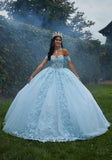Crystal Beaded Lace Sheer Bodice Quinceañera Dress