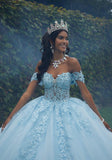 Crystal Beaded Lace Sheer Bodice Quinceañera Dress