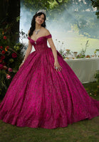 Jewel Beaded Glitter Tulle Quinceañera Dress