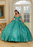 Jewel Beaded Glitter Tulle Quinceañera Dress