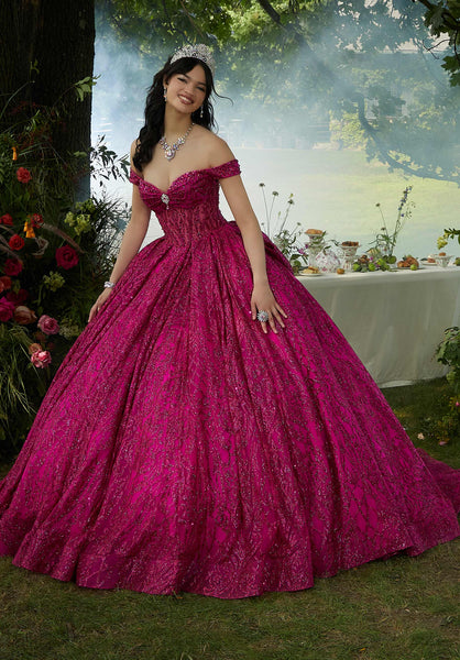 Jewel Beaded Glitter Tulle Quinceañera Dress
