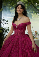 Jewel Beaded Glitter Tulle Quinceañera Dress