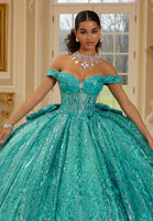 Jewel Beaded Glitter Tulle Quinceañera Dress
