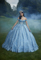 Jewel Beaded Glitter Tulle Quinceañera Dress