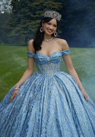 Jewel Beaded Glitter Tulle Quinceañera Dress