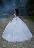 Crystal Beaded Three-Dimensional Embroidered Quinceañera Dress with Sheer Bodice