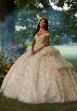 Floral Printed Quinceañera Dress with Three-Dimensional Flowers