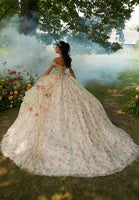 Floral Printed Quinceañera Dress with Three-Dimensional Flowers