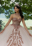 Pattern Sequin Rhinestone and Crystal Beaded Quicneañera Dress