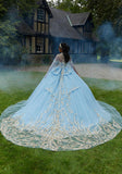 Pattern Sequin Rhinestone and Crystal Beaded Quicneañera Dress