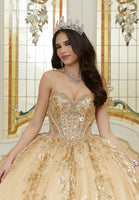 Pattern Sequin and Diamanté Beaded Quinceañera Dress in Sparkle Tulle