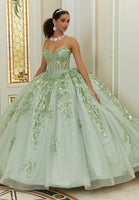 Pattern Sequin and Diamanté Beaded Quinceañera Dress in Sparkle Tulle