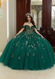 Three-Dimensional Flowers and Metallic Lace Sparkle Tulle Quinceañera Dress