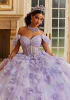 Layered Sparkle Tulle Quinceañera Dress with Three-Dimensional Flowers