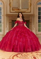 Layered Sparkle Tulle Quinceañera Dress with Three-Dimensional Flowers