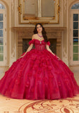 Layered Sparkle Tulle Quinceañera Dress with Three-Dimensional Flowers