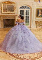Layered Sparkle Tulle Quinceañera Dress with Three-Dimensional Flowers