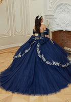Sheer Chandelier Beaded Floral Glitter Quinceañera Dress