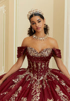 Crystal Beaded Contrasting Glitter Appliquéd Quinceañera Dress with Satin Cowl