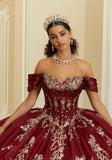 Crystal Beaded Contrasting Glitter Appliquéd Quinceañera Dress with Satin Cowl
