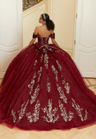 Crystal Beaded Contrasting Glitter Appliquéd Quinceañera Dress with Satin Cowl