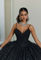 Crystal and Diamanté Beaded Quinceañera Dress with Alençon Lace Appliqués