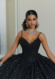 Crystal and Diamanté Beaded Quinceañera Dress with Alençon Lace Appliqués