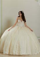 Crystal and Diamanté Beaded Quinceañera Dress with Alençon Lace Appliqués