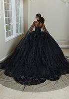 Crystal and Diamanté Beaded Quinceañera Dress with Alençon Lace Appliqués