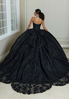 Crystal and Diamanté Beaded Quinceañera Dress with Alençon Lace Appliqués