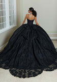 Crystal and Diamanté Beaded Quinceañera Dress with Alençon Lace Appliqués