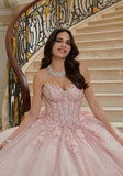 Three-Dimensional Floral Lace Quinceañera Dress on a Flounced Skirt