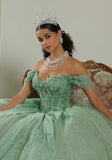 Three-Dimensional Floral Lace Quinceañera Dress on a Flounced Skirt