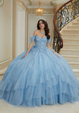 Three-Dimensional Floral Lace Quinceañera Dress on a Flounced Skirt