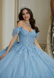 Three-Dimensional Floral Lace Quinceañera Dress on a Flounced Skirt