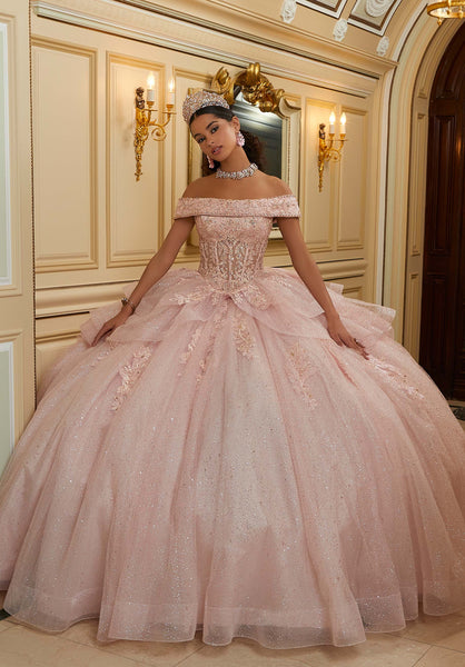 Diamanté and Crystal Beaded Metallic Lace Quinceañera Dress