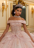 Diamanté and Crystal Beaded Metallic Lace Quinceañera Dress