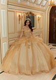 Diamanté and Crystal Beaded Metallic Lace Quinceañera Dress