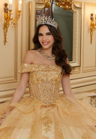 Diamanté and Crystal Beaded Metallic Lace Quinceañera Dress